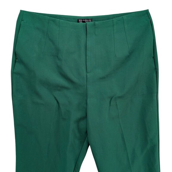 Eloquii Green Pants Women Flat Front Tapered Stretch Slacks Size 20 - Picture 3 of 11